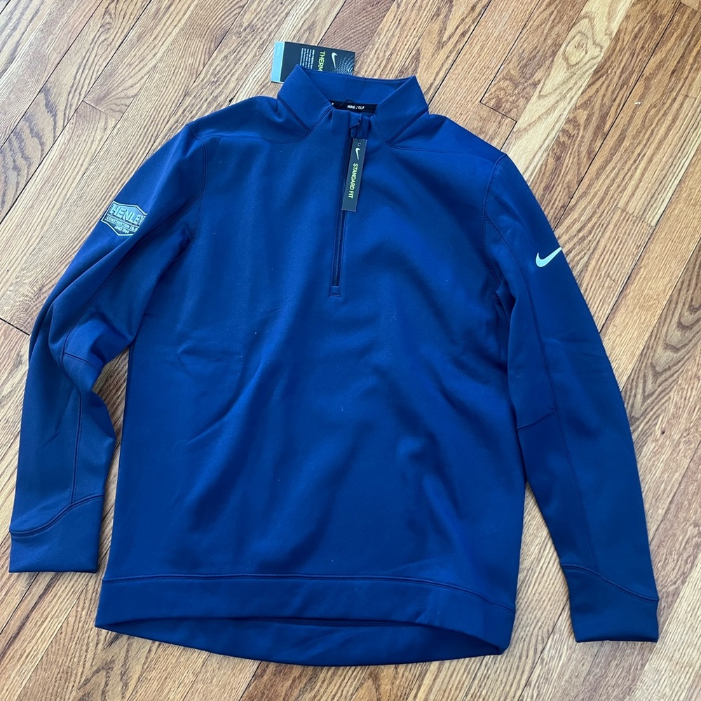 Nike Men's Blue Quarter-Zip Jacket (Nike Golf - Therma)